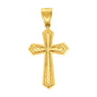 10kt Yellow Gold Diamond-Cut Mens Cross Religious Charm Pendant
