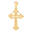 10kt Yellow Gold Diamond-Cut Mens Cross Religious Charm Pendant