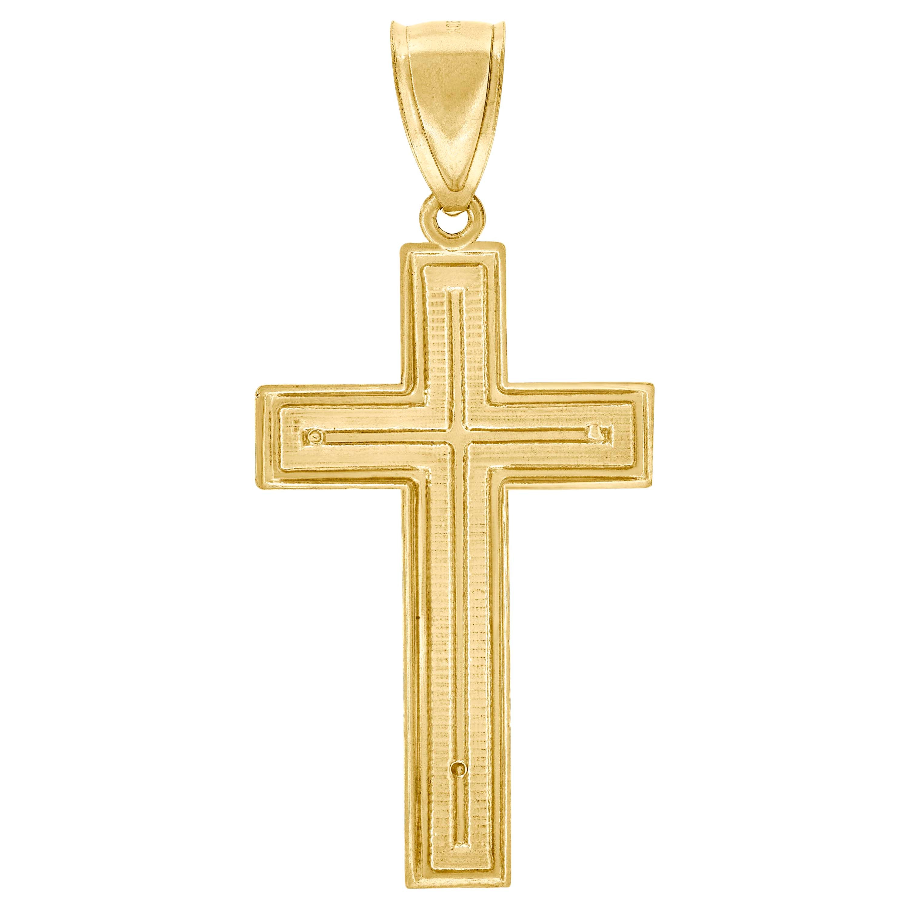 10kt Yellow Gold Diamond-Cut Mens Cross Religious Charm Pendant