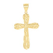 10kt Yellow Gold Mens Women Diamond-Cut Cross Religious Charm Pendant