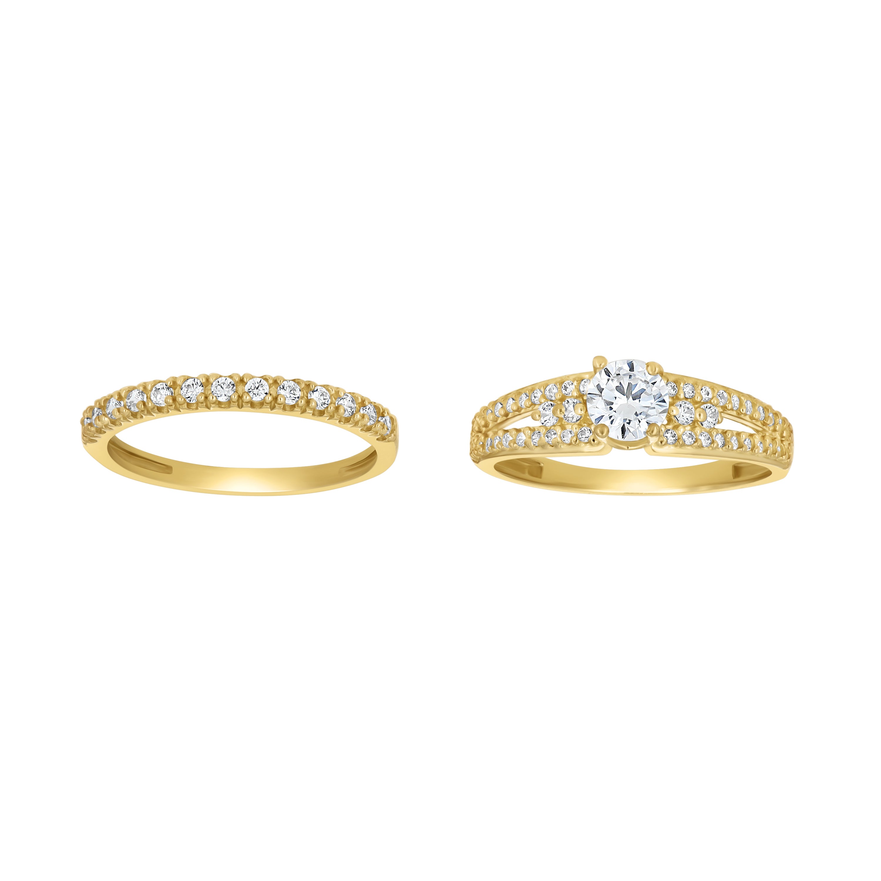 10kt Two-Tone Gold Womens Round Cubic Zirconia Bridal Ring Set