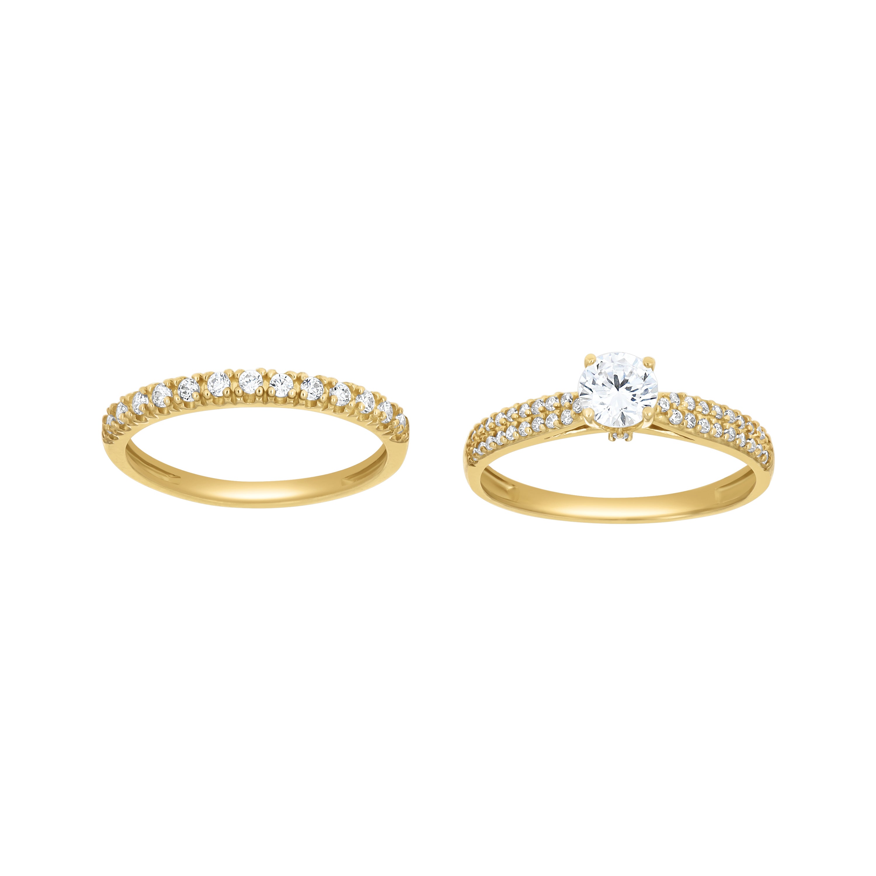 10kt Two-Tone Gold Womens Round Cubic Zirconia Bridal Ring Set
