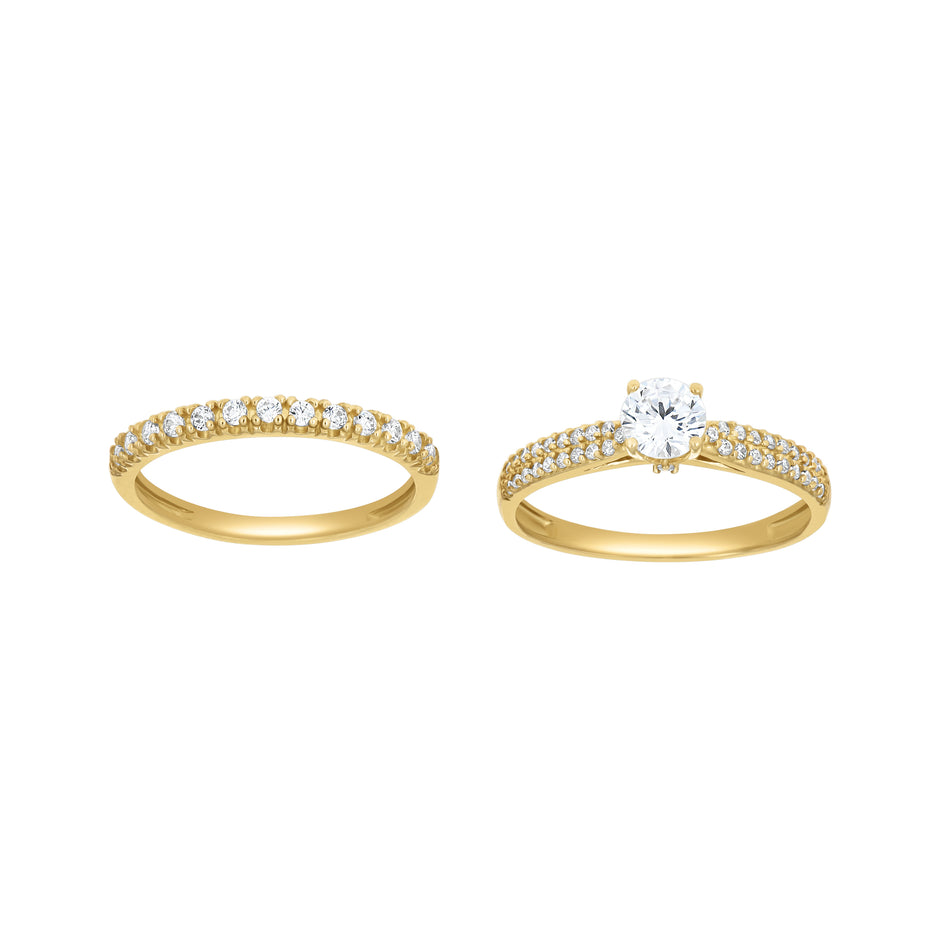 10kt Two-Tone Gold Womens Round Cubic Zirconia Bridal Ring Set