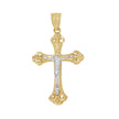 10kt Two-Tone Gold Mens Women Nugget Textured Crucifix Cross Religious Charm Pendant