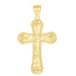 10kt Yellow Gold Diamond-Cut Mens Cross Religious Charm Pendant