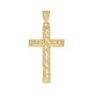 10kt Yellow Gold Diamond-Cut Mens Cross Religious Charm Pendant