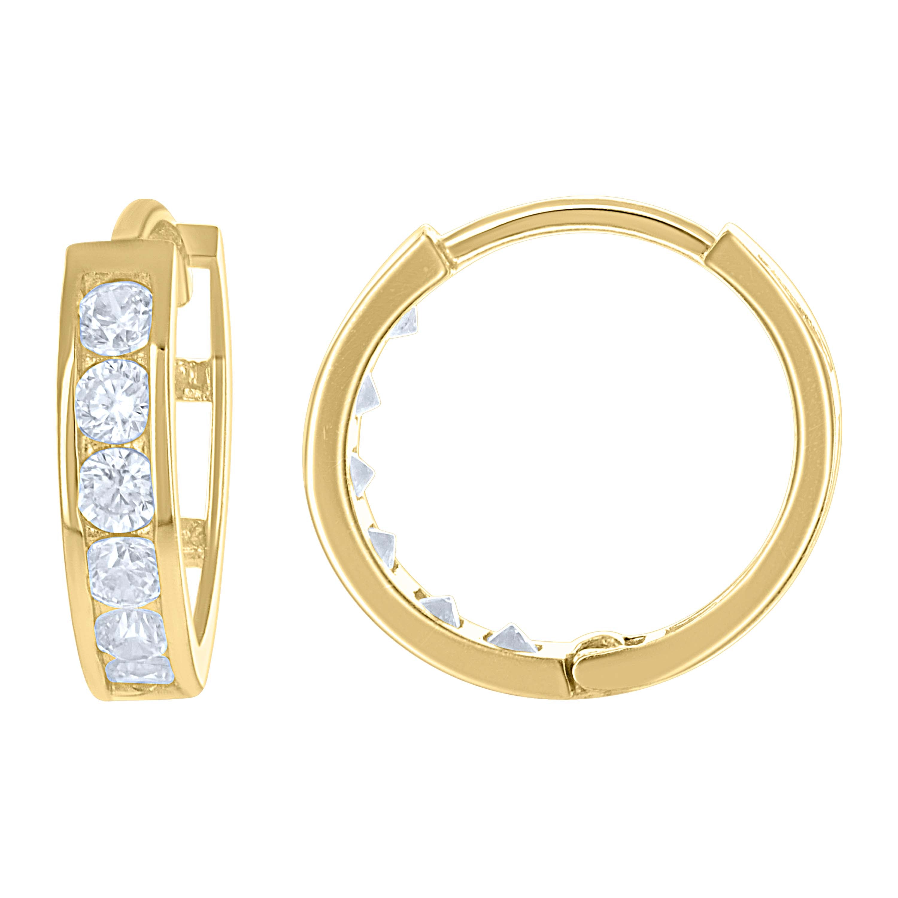 10kt Yellow Gold Womens Cubic-Zirconia Fashion Hoop Earrings