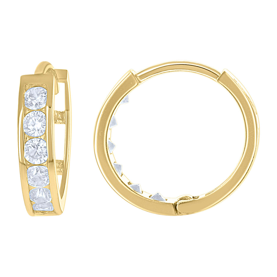 10kt Yellow Gold Womens Cubic-Zirconia Fashion Hoop Earrings