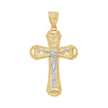 10kt Gold Two-Tone Diamond-Cut Mens Cross Crucifix Religious Charm Pendant
