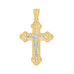 10kt Gold Two-Tone Diamond-Cut Mens Cross Crucifix Religious Charm Pendant