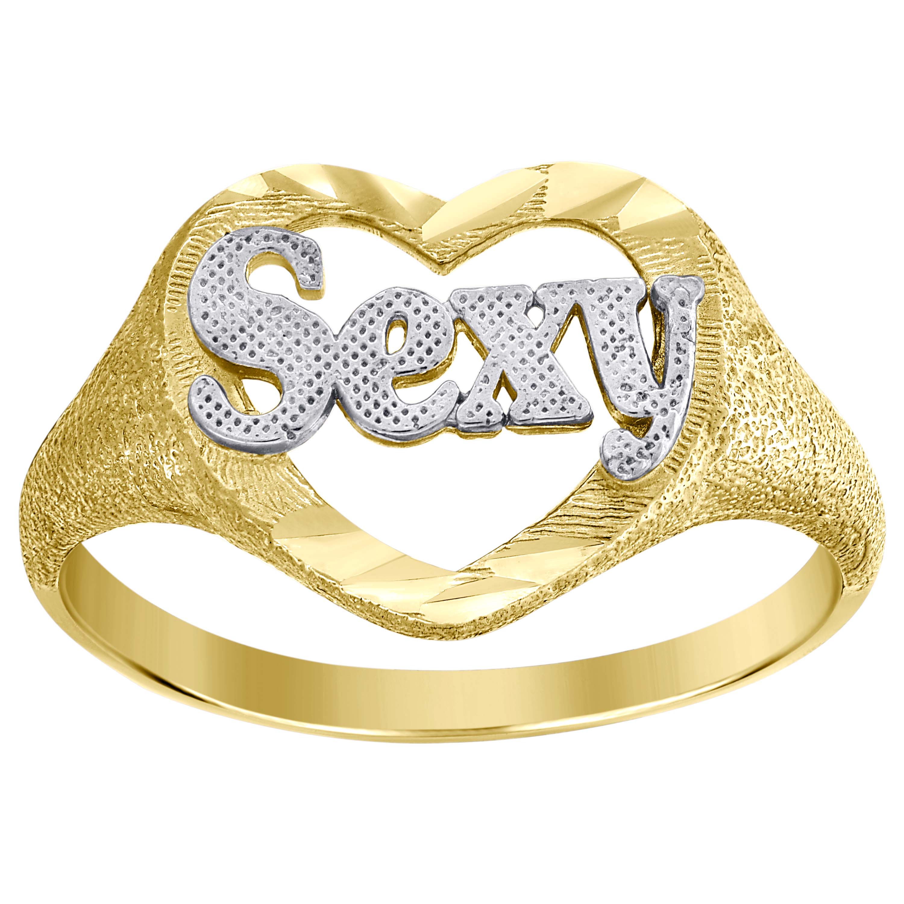 10Kt Gold Womens Two-Tone Dc Sexy Heart Band Ring