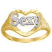 10Kt Gold Womens Two-Tone Dc Sexy Heart Band Ring