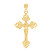 10kt Yellow Gold Diamond-Cut Unisex Cross Crucifix Religious Charm Pendant