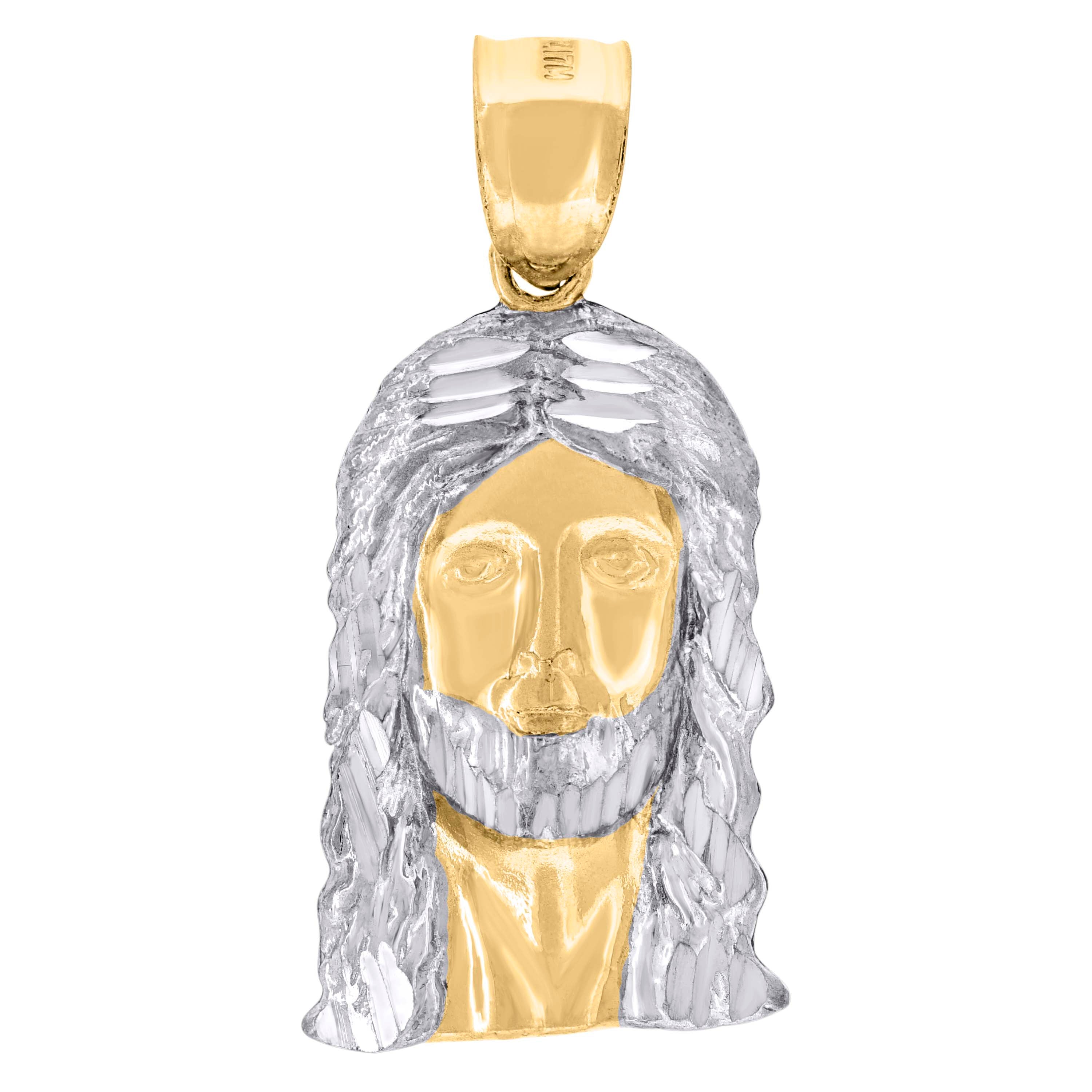 10kt Two-Tone Gold Mens Jesus Religious Charm Pendant
