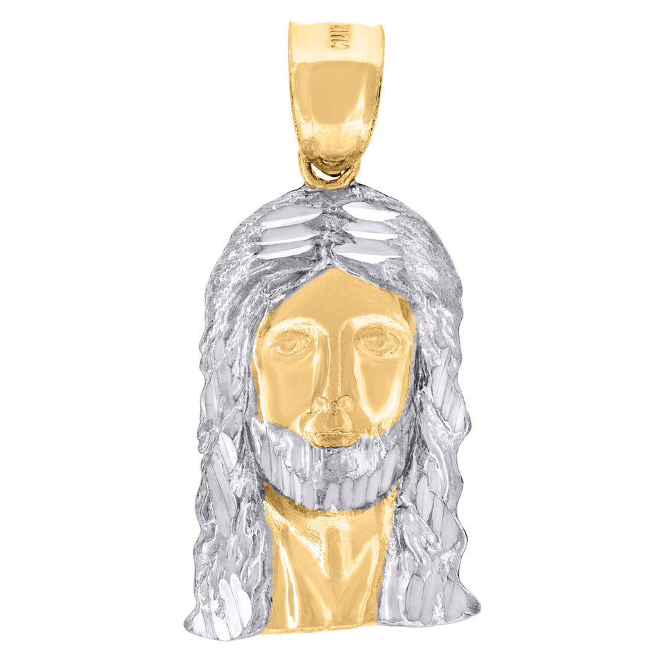 10kt Two-Tone Gold Mens Jesus Religious Charm Pendant
