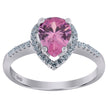 925 Sterling Silver Womens Pink Pear Cubic Zirconia Fashion Ring Size 7 - SLV-65308