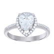 925 Sterling Silver Womens Pear Cubic Zirconia Fashion Ring Size 7 - SLV-65303
