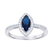 925 Sterling Silver Womens Royal Blue Marquise Cubic Zirconia Fashion Ring Size 6