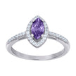 925 Sterling Silver Womens Purple Marquise Cubic Zirconia Fashion Ring Size 6