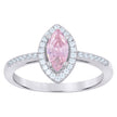 925 Sterling Silver Womens Pink Marquise Cubic Zirconia Fashion Ring Size 7 - SLV-65284