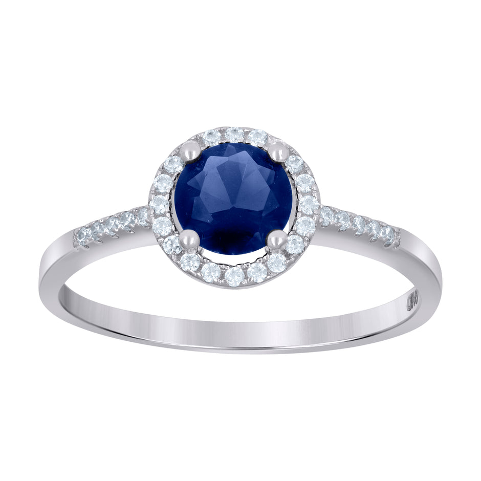 925 Sterling Silver Womens Royal Blue Cubic Zirconia Fashion Ring Size 9 - SLV-90345