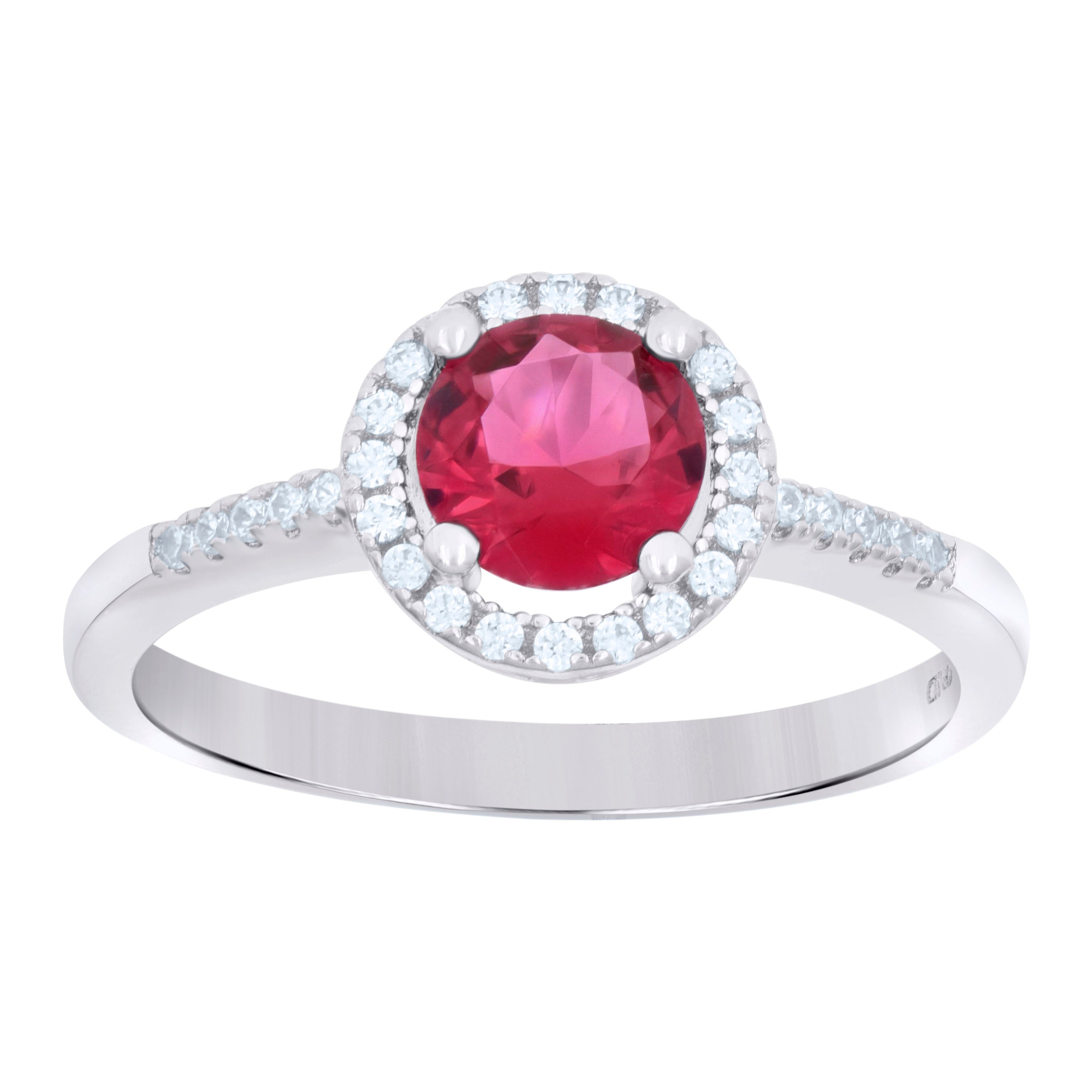 925 Sterling Silver Womens Red Cubic Zirconia Fashion Ring Size 7
