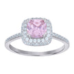 925 Sterling Silver Womens Pink Cubic Zirconia Halo Ring Size 7 - SLV-65259