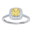 925 Sterling Silver Womens Yellow Cubic Zirconia Halo Ring Size 6
