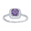 925 Sterling Silver Womens Purple Cubic Zirconia Halo Ring Size 8 - SLV-69705