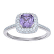 925 Sterling Silver Womens Purple Cubic Zirconia Halo Ring Size 6