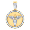 925 Sterling Silver Yellow-Tone Mens Cubic-Zirconia Angel Religious Medallion Charm Pendant 