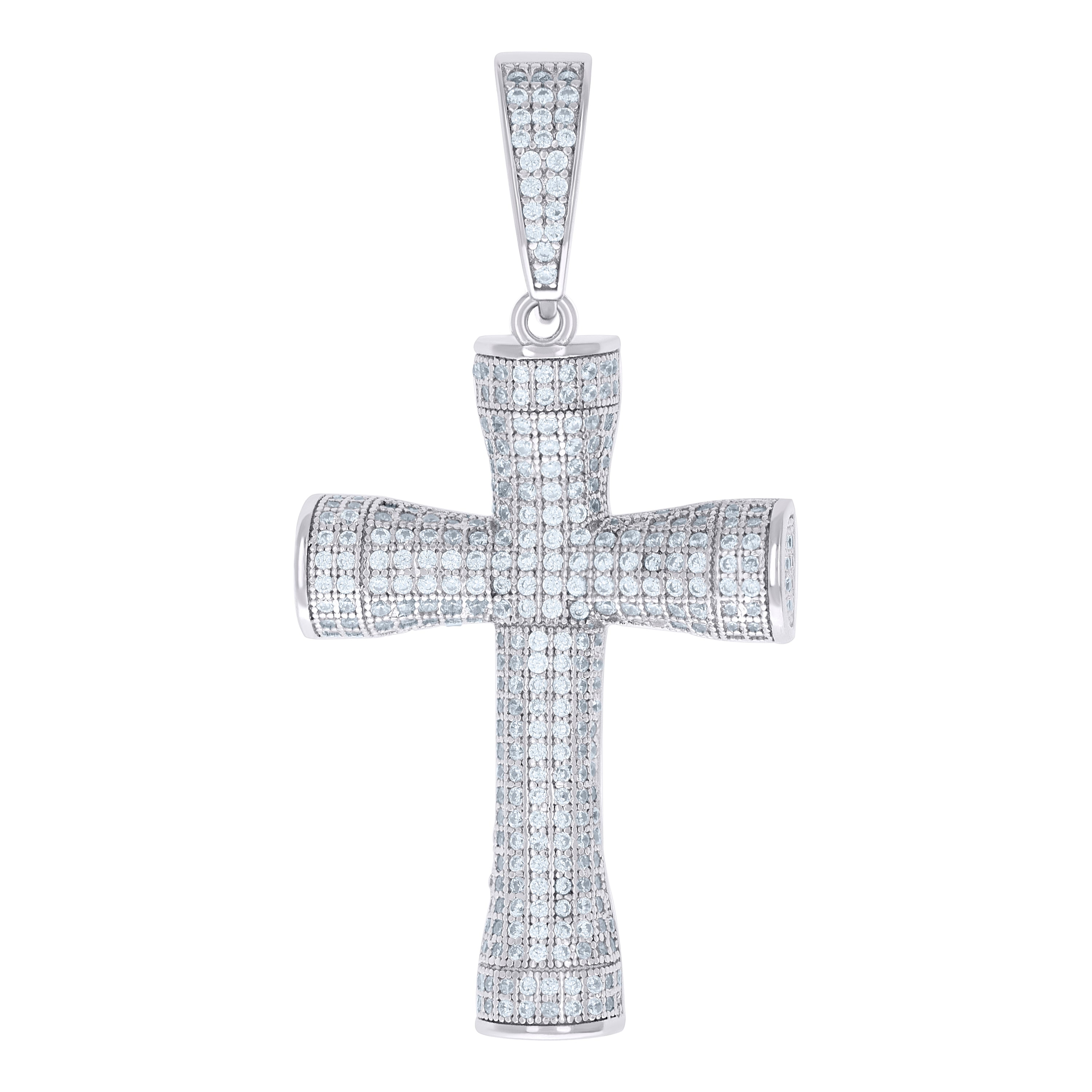 925 Sterling Silver Unisex CZ Cross Religious Charm Pendant