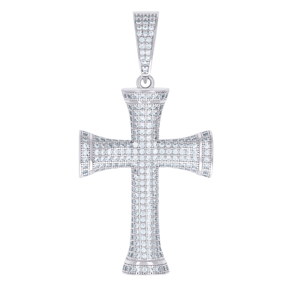 925 Sterling Silver Unisex CZ Cross Religious Charm Pendant