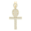 925 Sterling Silver Yellow-Tone Unisex CZ Ankh Cross Religious Charm Pendant