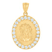 10kt Yellow Gold Mens Cubic-Zirconia Medallion Jesus Religious Charm Pendant