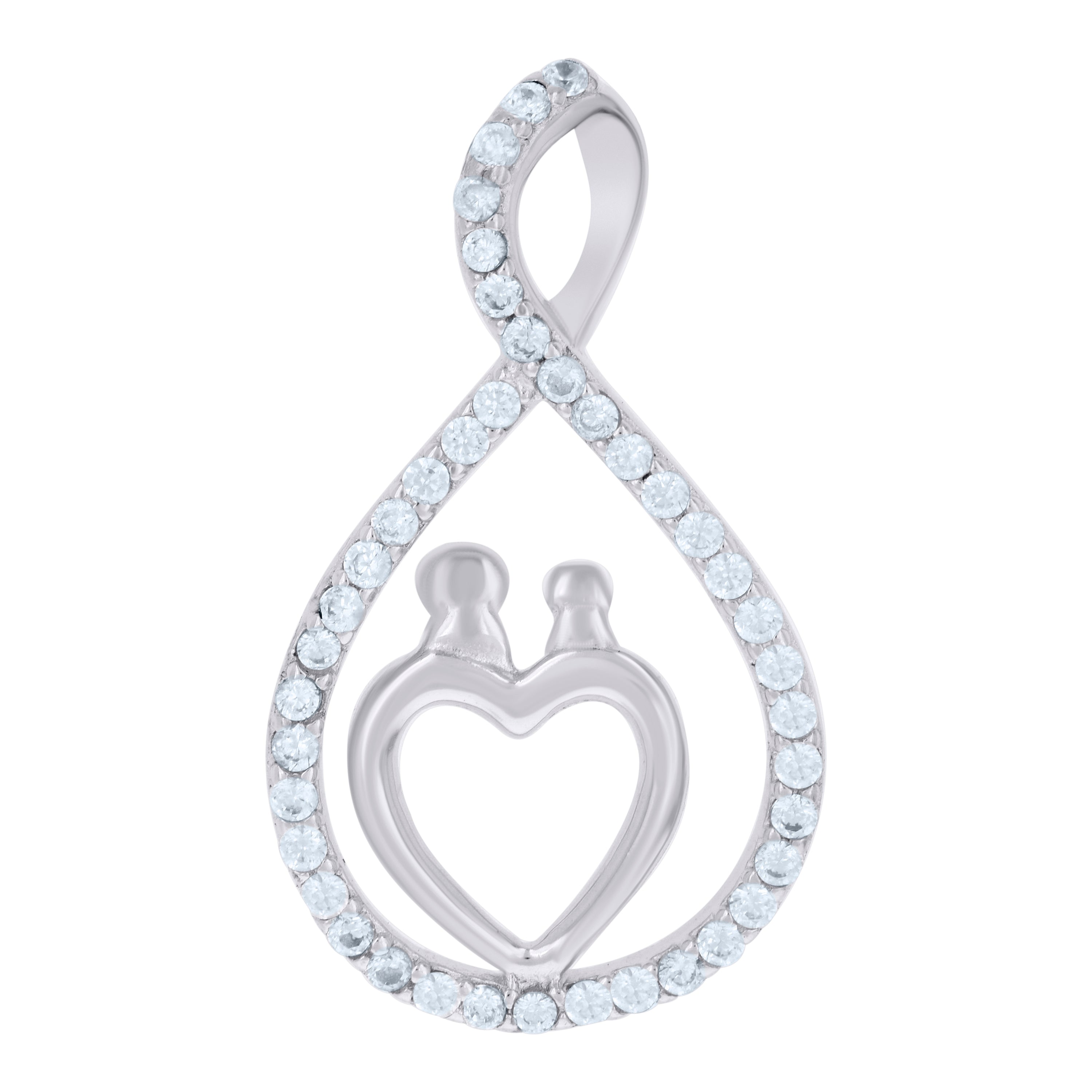 925 Sterling Silver Womens Cubic Zirconia Heart Charm Pendant
