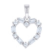 925 Sterling Silver Womens Baguette Cz Heart Charm Pendant