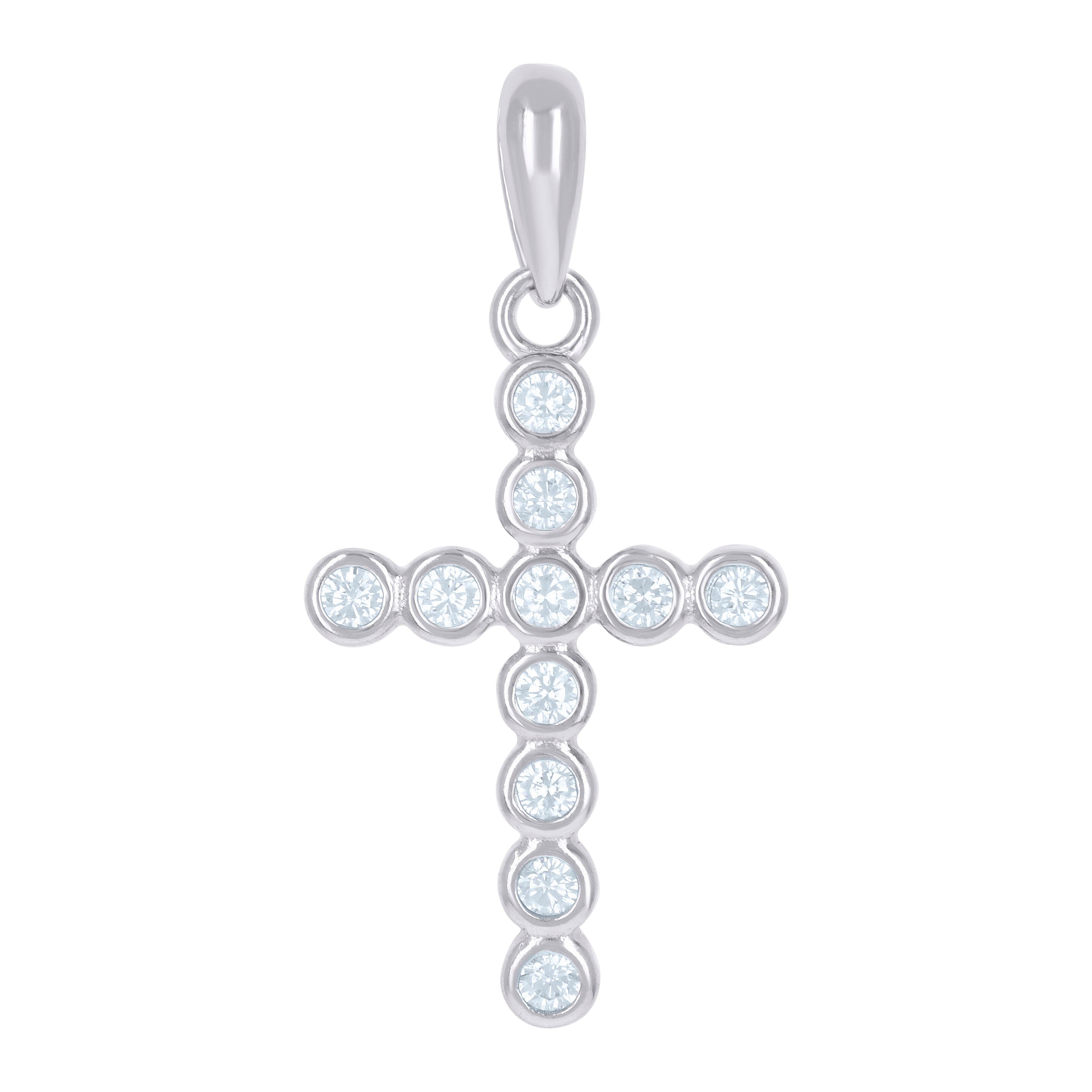 925 Sterling Silver Unisex Cz Cross Religious Charm Pendant
