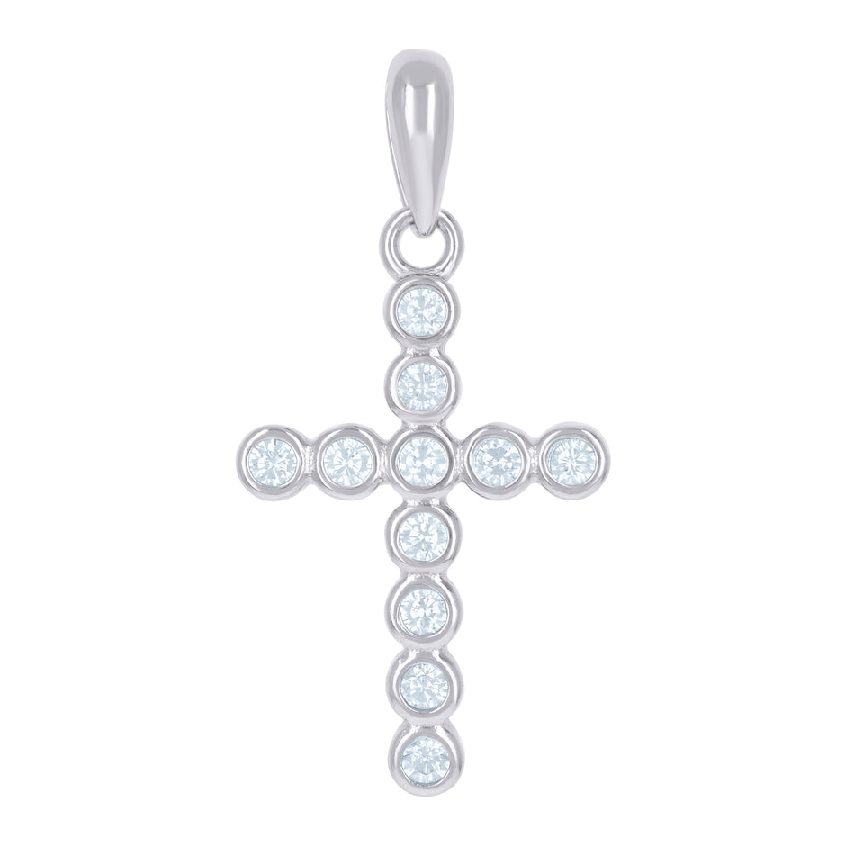 925 Sterling Silver Unisex Cz Cross Religious Charm Pendant