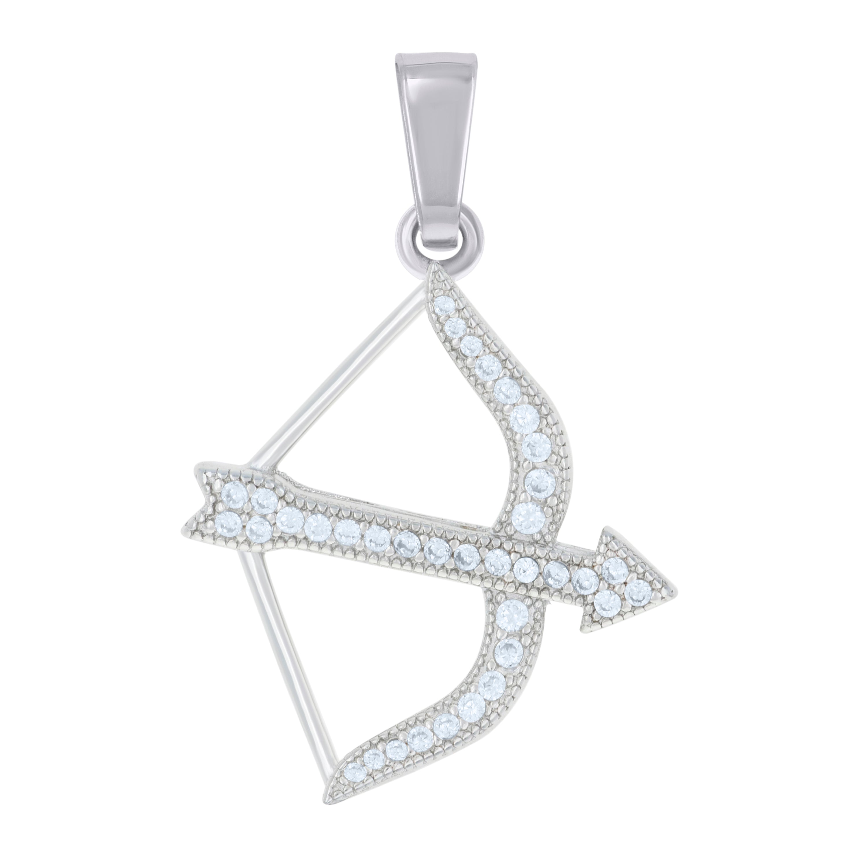 925 Sterling Silver Mens Cubic Zirconia Archery Sports Charm Pendant