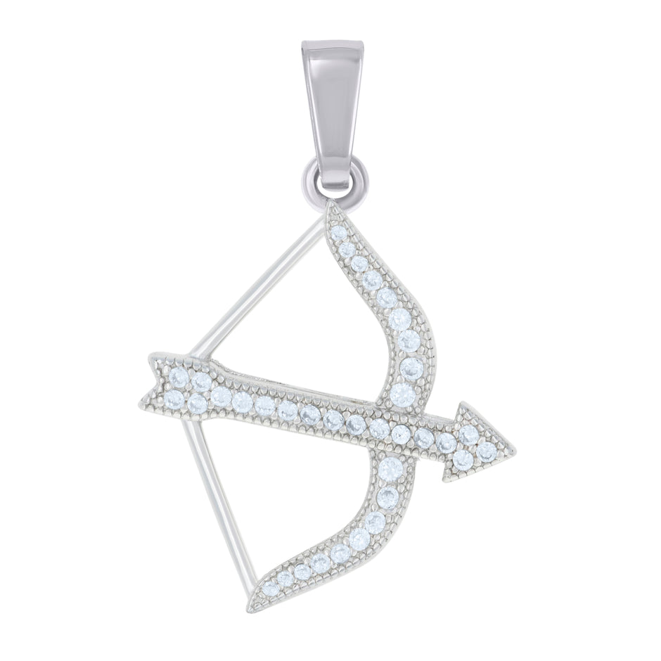 925 Sterling Silver Mens Cubic Zirconia Archery Sports Charm Pendant
