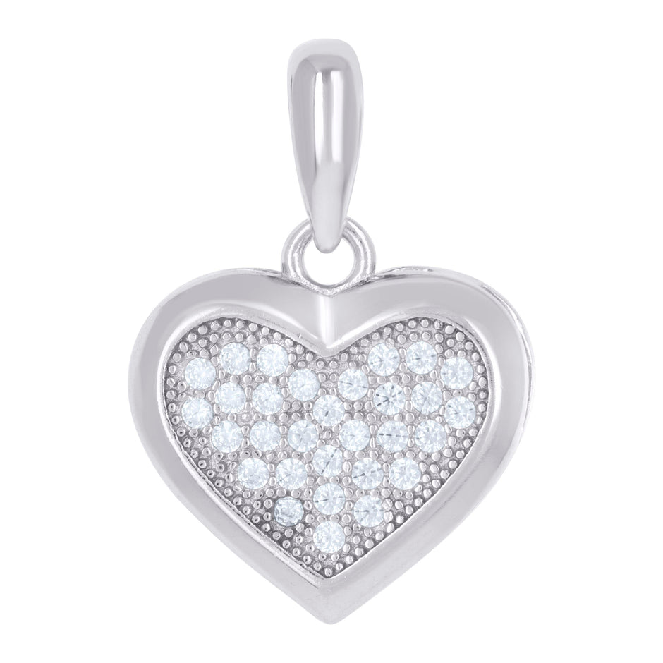 925 Sterling Silver Womens Cubic Zirconia Heart Charm Pendant