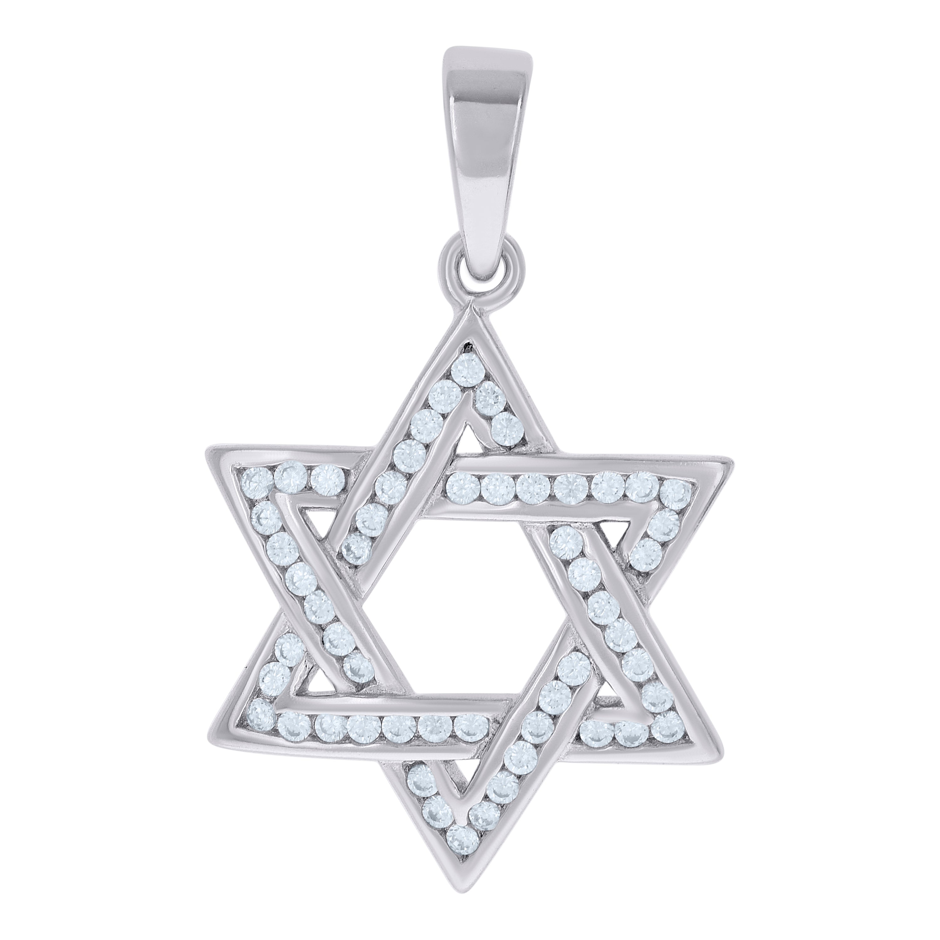 925 Sterling Silver Unisex Cubic-Zirconia Star Of David Symbol Religious Charm Pendant 