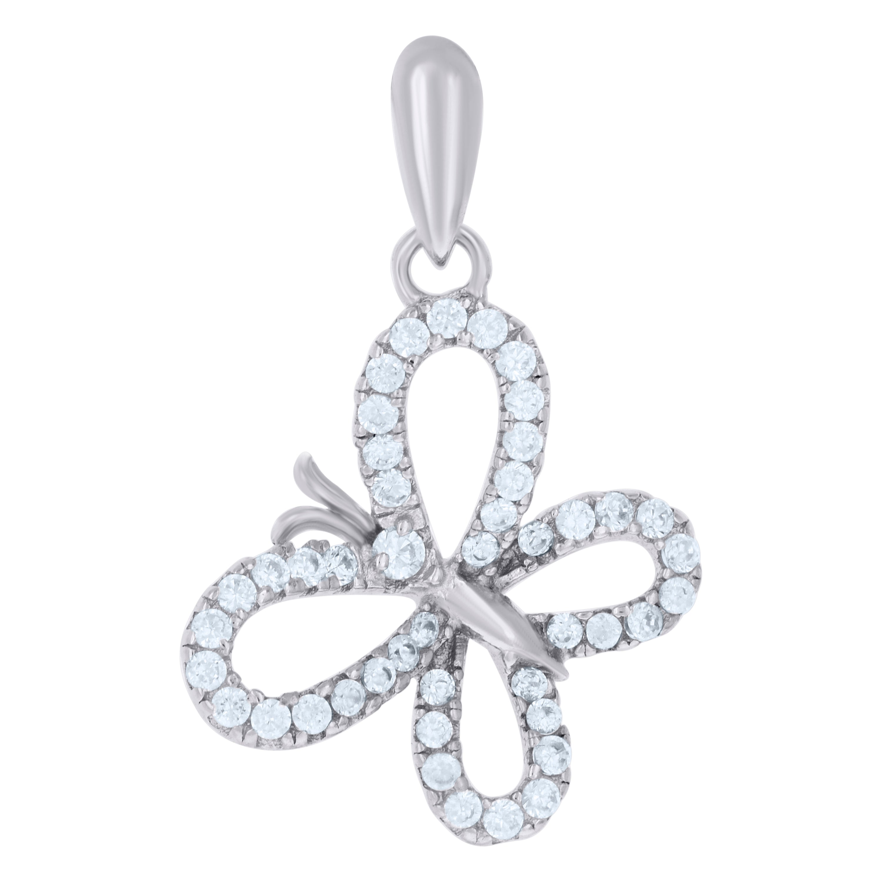925 Sterling Silver Womens Cubic Zirconia Butterfly Charm Pendant