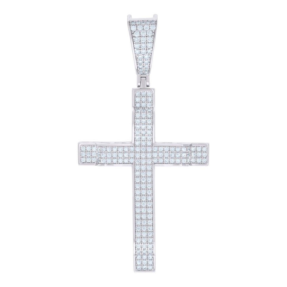 925 Sterling Silver Unisex CZ Cross Religious Charm Pendant