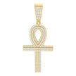 925 Sterling Silver Yellow-Tone Unisex CZ Ankh Cross Religious Charm Pendant