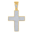 925 Sterling Silver Yellow-Tone Unisex CZ Cross Religious Charm Pendant