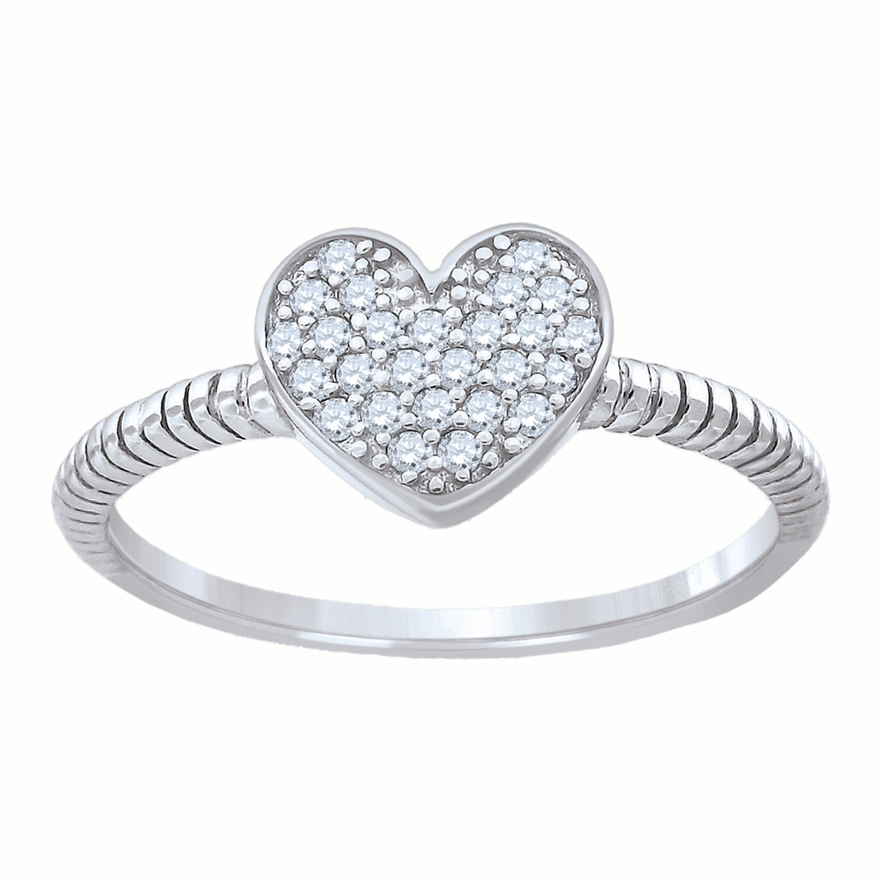 925 Sterling Silver Womens Cubic-Zirconia Heart Ring Size 6