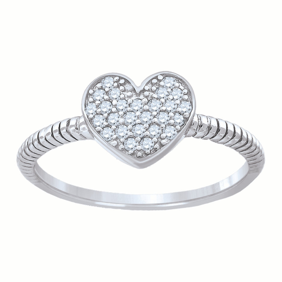 925 Sterling Silver Womens Cubic-Zirconia Heart Ring Size 8 - SLV-70773