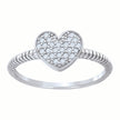 925 Sterling Silver Womens Cubic-Zirconia Heart Ring Size 8 - SLV-70773